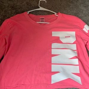 Pink& white crop long sleeve.